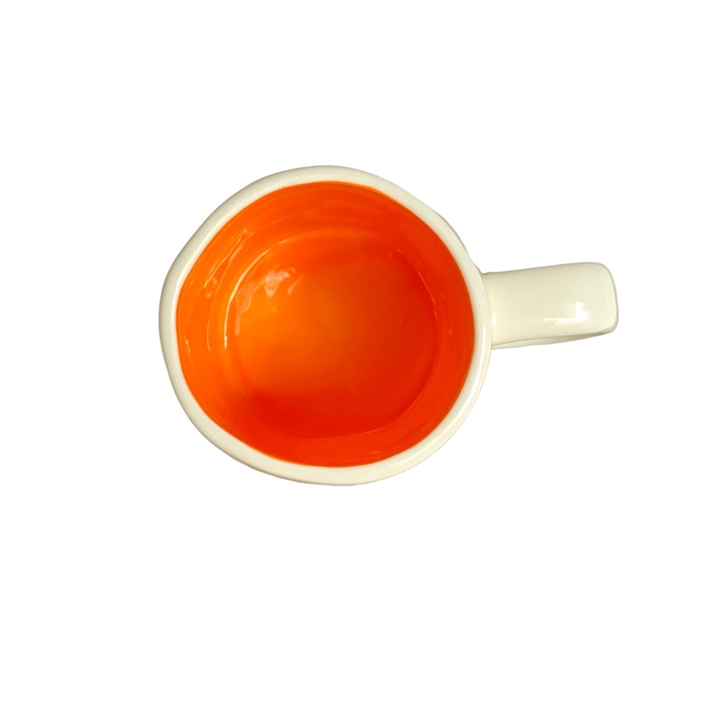 Rae Dunn HAPPY HALLOWEEN Mug Double Sided White Orange Interior NWT 2017 OG - Picture 9 of 14